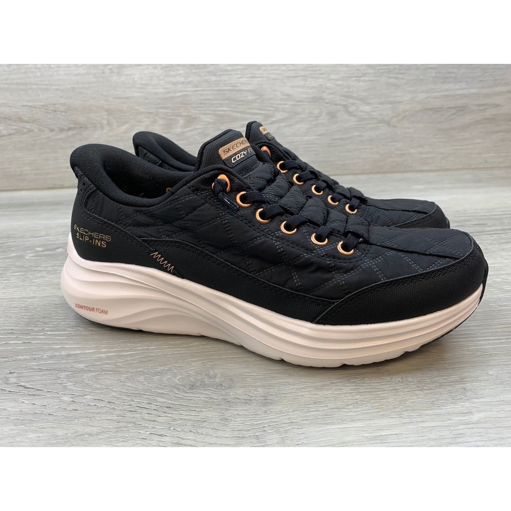 Skechers Women's Sneakers Slip-Ins Cozy Fit Black Rose Gold 6 Shoes - Picture 1 of 11